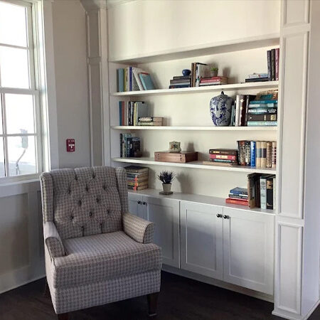 chair and bookcase
